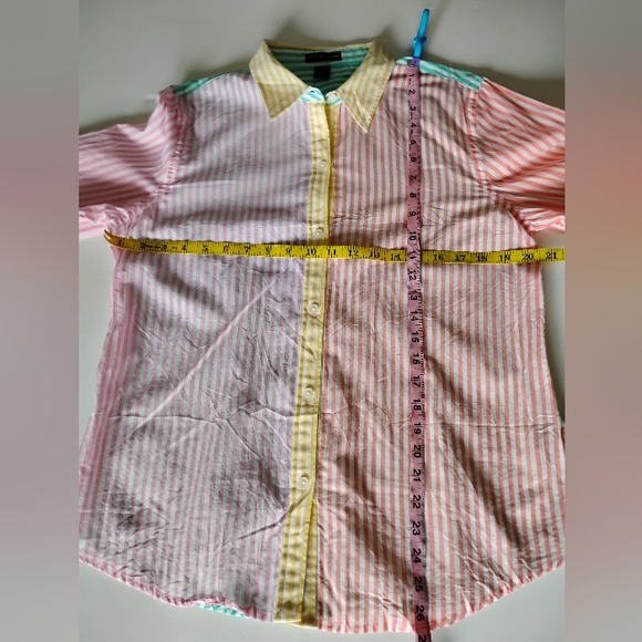 American Living Ralph Lauren Cotton Button Up Shirt Mixed Stripe Colorful Sz Lg - Picture 14 of 16